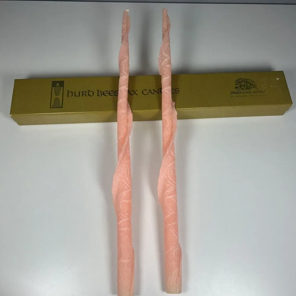 Vintage Hurd Beeswax 18” Pastel Pink Ribbon Twist Freemark Abbey Candles Easter